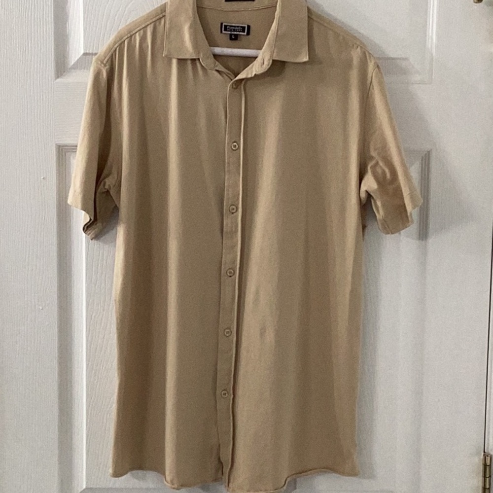 Worn once Men's button down Tan Shirt slim fit